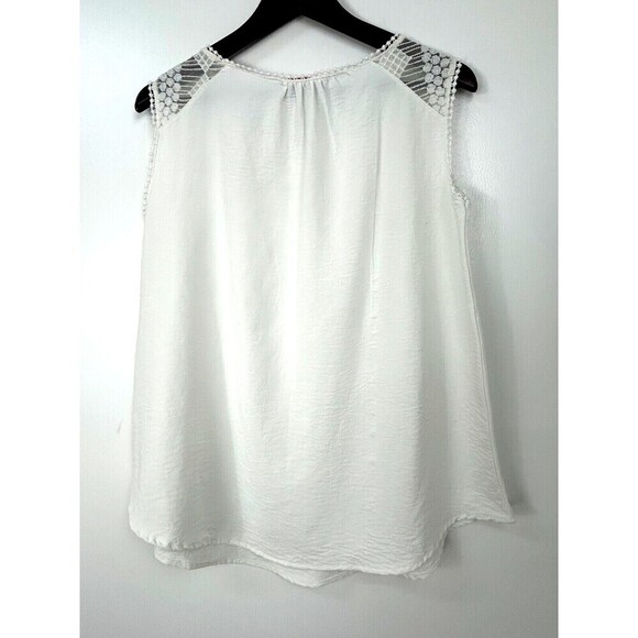 Hailey & Co Womens Sz M Tank Top Cream Ivory Blouse Flowy Embroidered Lace H2 - Picture 5 of 12